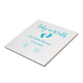 ベビーで冬の赤ちゃんシャワーブルーベビー足スノーフレーク タイル (側面)