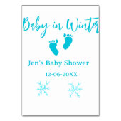 ベビーで冬の赤ちゃんシャワーブルーベビー足スノーフレーク テーブルナンバー (裏面)