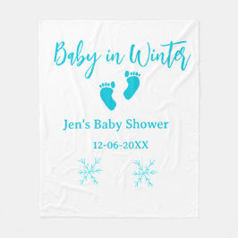 ベビーで冬の赤ちゃんシャワーブルーベビー足スノーフレーク フリースブランケット