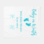 ベビーで冬の赤ちゃんシャワーブルーベビー足スノーフレーク フリースブランケット (正面(横))