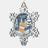 ベビーで初めてかわいい鹿パーソナライズされた スノーフレークピューターオーナメント (右)