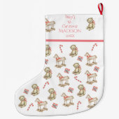 ベビーで初めてクリスマスの水彩名をピンクに ラージクリスマスストッキング (裏面)