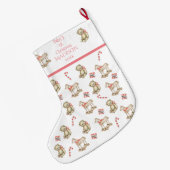 ベビーで初めてクリスマスの水彩名をピンクに ラージクリスマスストッキング (裏面 (吊り時))