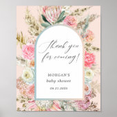 ベビーで開花ボヘミアンベビーシャワーありがとうごサイン ポスター (正面)
