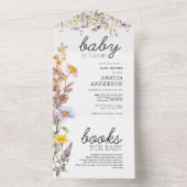 ベビーで開花ワイルドフラワーサマーベビーシャワー オールインワン招待状 (内側)