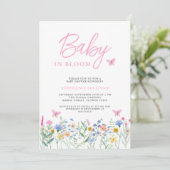 ベビーで開花ワイルドフラワー蝶ベイビーシャワー 招待状 (スタンド正面)