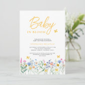 ベビーで開花ワイルドフラワー蝶ベイビーシャワー 招待状 (スタンド正面)