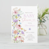 ベビーで開花ワイルドフラワー蝶ベイビーシャワー 招待状 (スタンド正面)