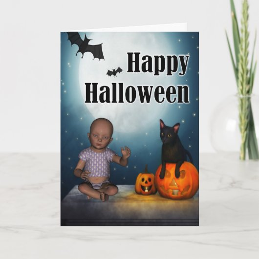 ベビーとこうもりハロウィーン カード (正面)