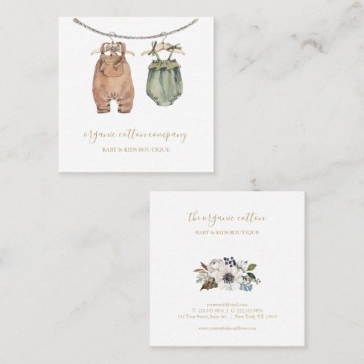 ベビーとキッズアパレルショップの名刺 スクエア名刺 (正面/裏面)