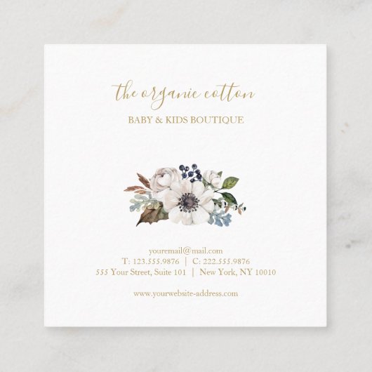 ベビーとキッズアパレルショップの名刺 スクエア名刺 (裏面)