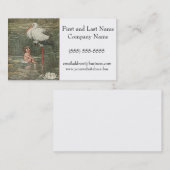 ベビーとコウノトリヴィンテージレトロ幼少期おとぎ話 名刺 (正面/裏面)