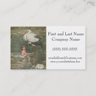 ベビーとコウノトリヴィンテージレトロ幼少期おとぎ話 名刺