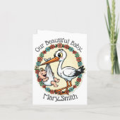 ベビーとストークデザインヴィンテージスタイル 案内状 (裏面)