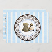 ベビーとテディベアボーイズ赤ちゃんシャワー招待状 招待状 (正面/裏面)
