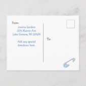 ベビーとテディベア赤ちゃんシャワーはがき招待状 インビテーションポストカード (裏面)