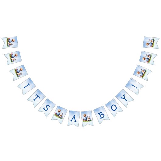 ベビーとブルドッグパピー男の子の赤ちゃんシャワー バンティングフラッグ (全)