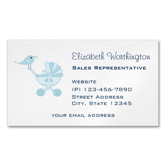 ベビーとママのブルーバード マグネット名刺 (正面)