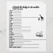 ベビーとママ動物の試合ゲーム レターヘッド (正面/裏面)