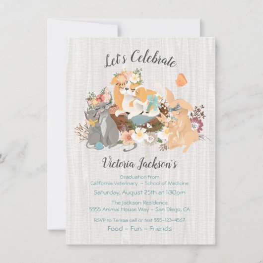 ベビーとマンマ獣医学校卒業 招待状 (正面)