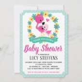 ベビーとモマフラミンゴベビーシャワー招待状 招待状 (正面)