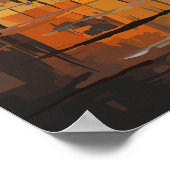 ベビーとモーミエレファントサンセットを楽しむウォールアート ポスター (角)