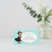 ベビーと会社ティール（緑がかった色）ブルーおむつラッフルチケット エンクロージャーカード (スタンド正面)