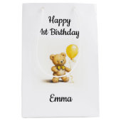 ベビーと子供は贈り物に包まれ、クマはぐるりと覆われた。 ミディアムペーパーバッグ (正面)