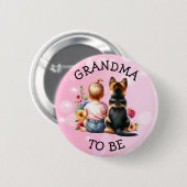 ベビーと子犬のおばあちゃん赤ちゃんシャワー 缶バッジ (正面&裏面)