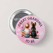 ベビーと子犬の素晴らしおばあちゃん赤ちゃんシャワー 缶バッジ (正面&裏面)