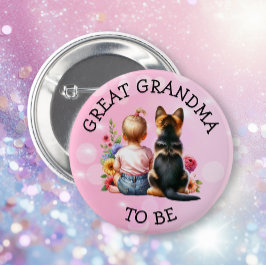 ベビーと子犬の素晴らしおばあちゃん赤ちゃんシャワー 缶バッジ