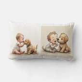 ベビーと子犬の装飾用クッション ランバークッション (裏面)