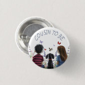 ベビーと子犬の赤ちゃんシャワーのいとこになる 缶バッジ (正面&裏面)