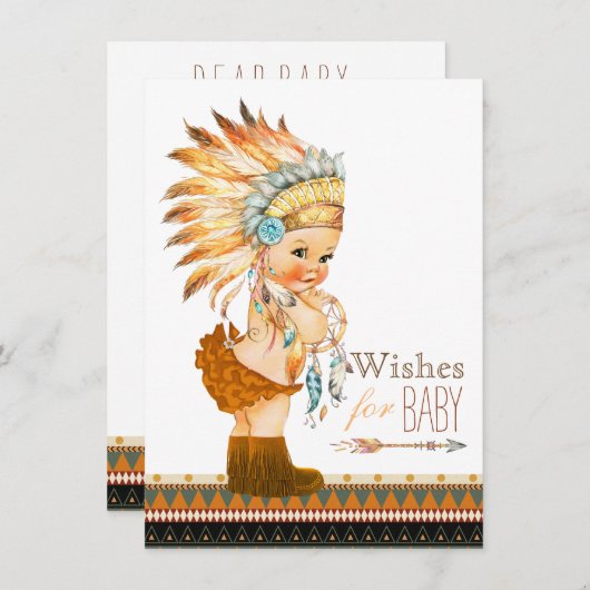 ベビーと無料の赤ちゃんシャワーのご希望 招待状 (正面/裏面)