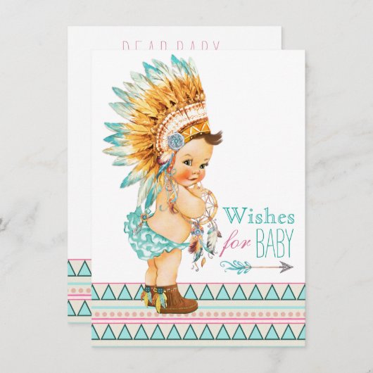 ベビーと無料の赤ちゃんシャワーのご希望 招待状 (正面/裏面)