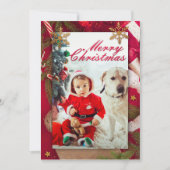 ベビーと犬のすごいかわいいクリスマスカード 招待状 (正面)