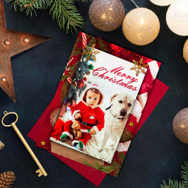 ベビーと犬のすごいかわいいクリスマスカード 招待状
