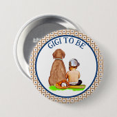 ベビーと犬の野球赤ちゃんシャワーGigiする 缶バッジ (正面&裏面)