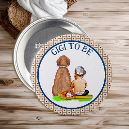 ベビーと犬の野球赤ちゃんシャワーGigiする 缶バッジ