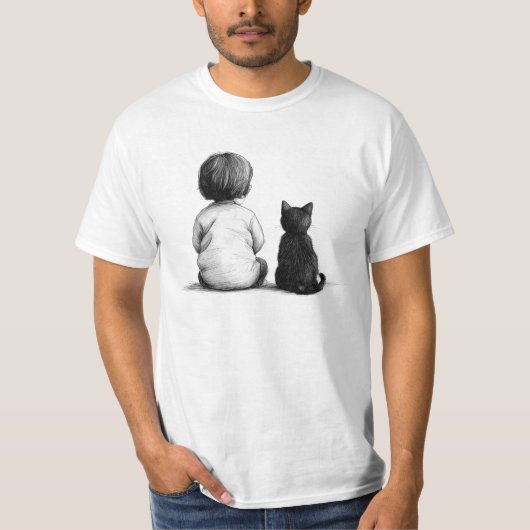 ベビーと猫が一緒に Tシャツ (正面)
