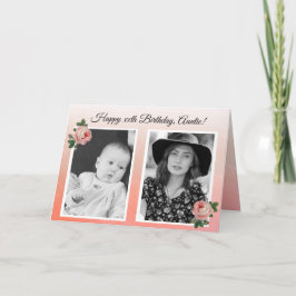ベビーと現在の写真コーラル誕生日カード カード