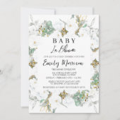 ベビーと開花ブランチ赤ちゃんシャワー 招待状 (正面)