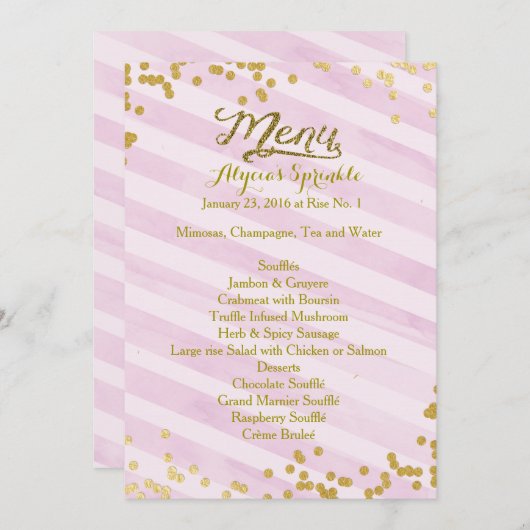 ベビーに一致させるメニューは招待状を振りかけます メニュー (正面/裏面)