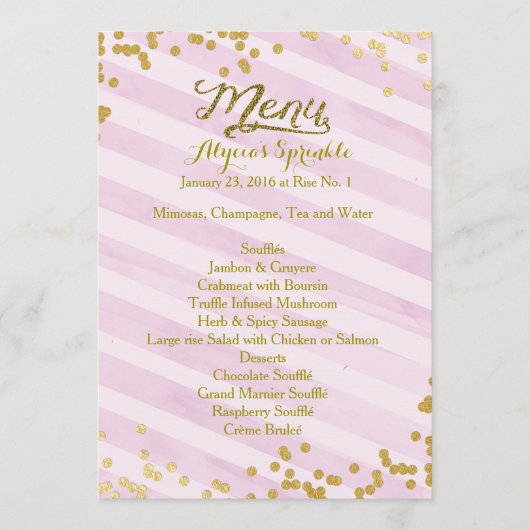 ベビーに一致させるメニューは招待状を振りかけます メニュー (正面)