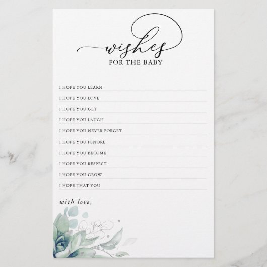 ベビーに恵まれた緑の赤ちゃんシャワーの願い (正面)