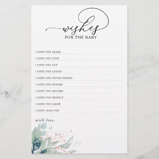 ベビーに恵まれた緑の赤ちゃんシャワーの願い (正面)