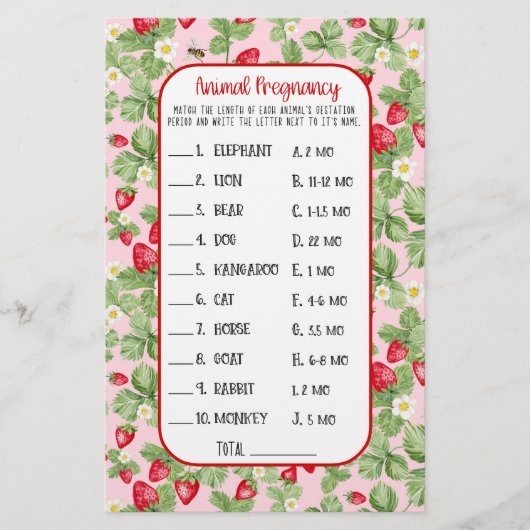 ベビーに蜂いちご動物シャワーゲームガール チラシ (正面)