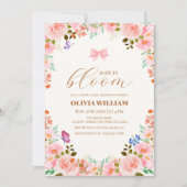 ベビーに開花フラワーバタフライボウベイビーシャワー 招待状 (正面)