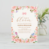 ベビーに開花フラワーバタフライボウベイビーシャワー 招待状 (スタンド正面)