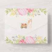 ベビーのおとぎが1杯のイチゴのおにぎりシャワーに オールインワン招待状 (裏面)